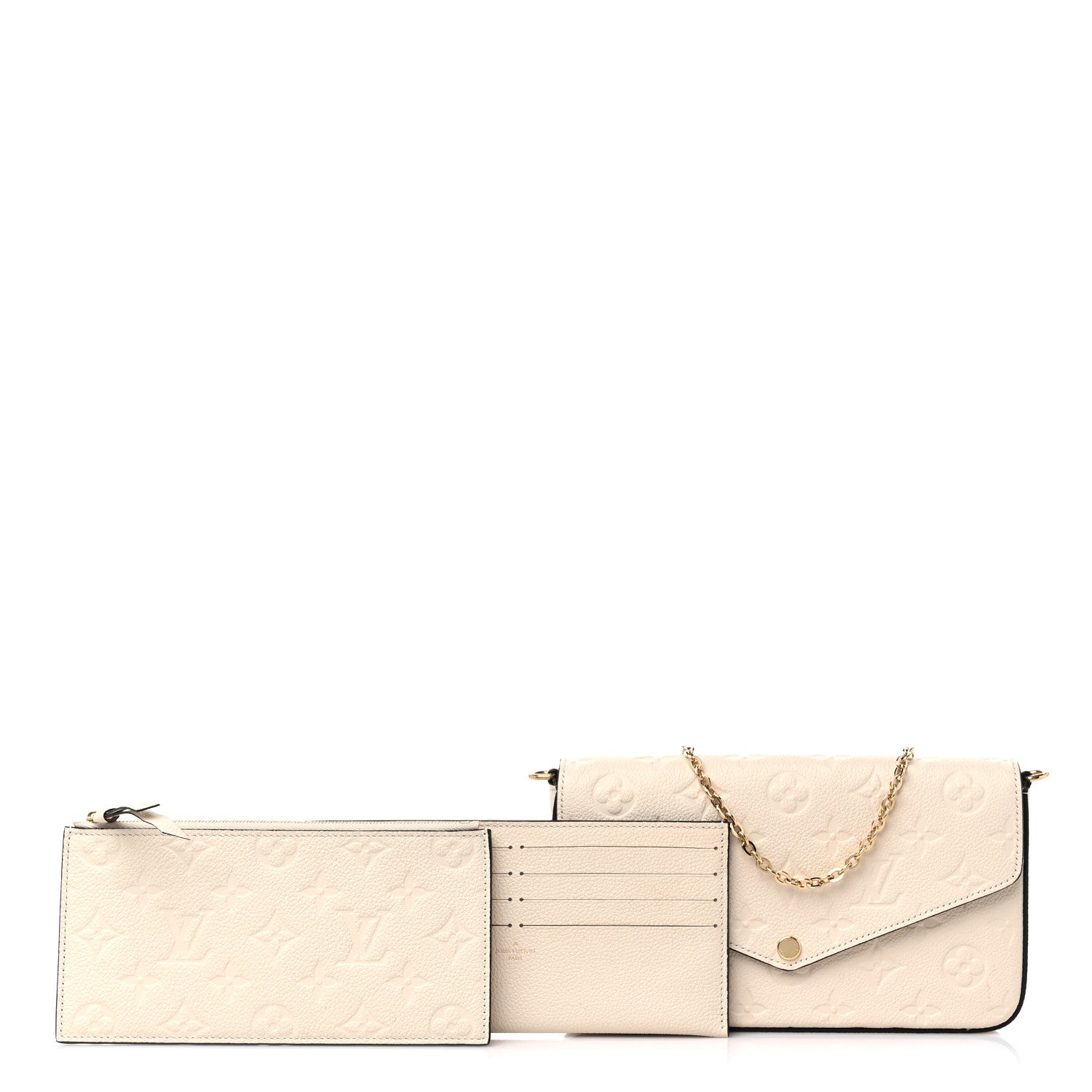Louis Vuitton Empreinte Pochette Felicie Chain Wallet Cream 1 of 10
