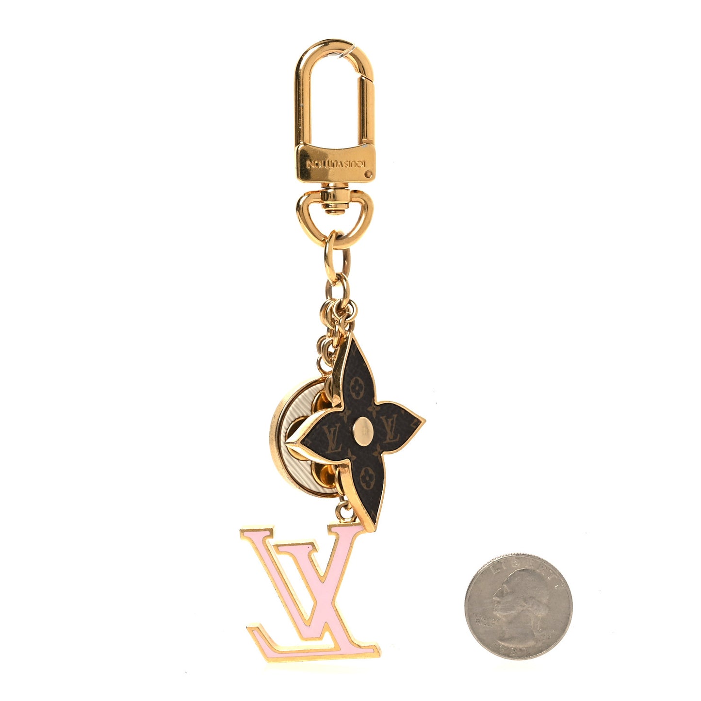 Metal Monogram Epi Spring Street Bag Charm Key Holder Gold