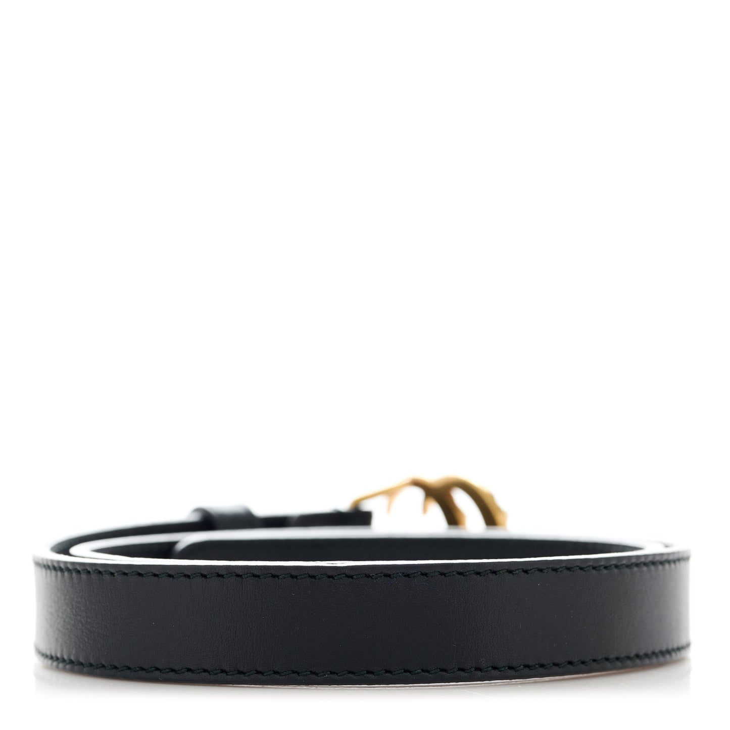 Calfskin Pearl Double G 20mm Belt 65 26 Black Cream
