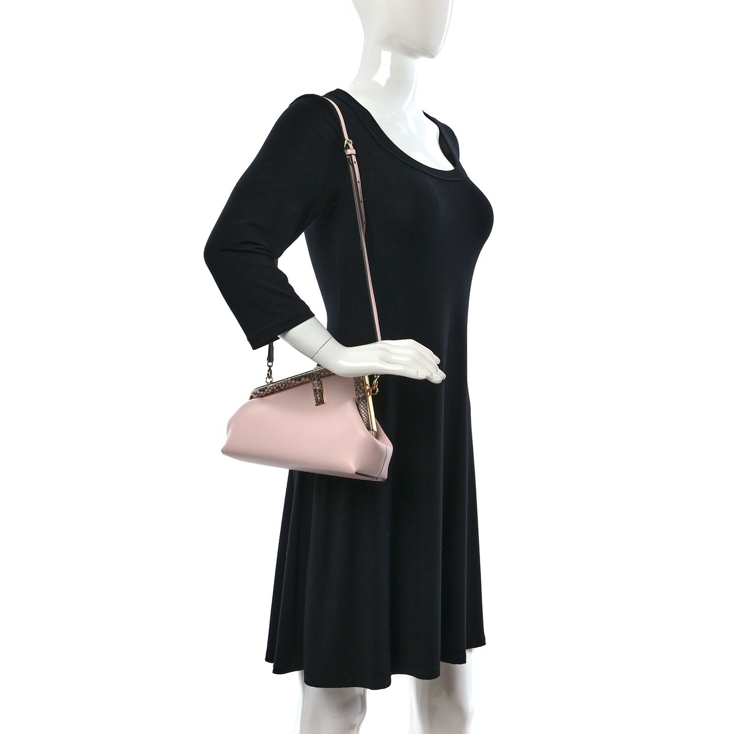 Shiny Nappa Snakeskin Small Fendi First Rosa Confetto Cipria
