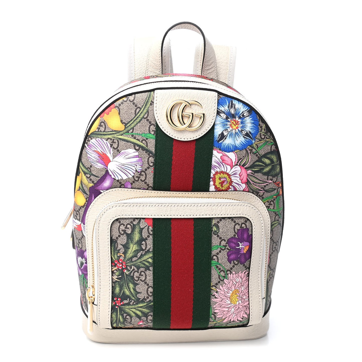 GG Supreme Monogram Flora Web Small Ophidia Day Backpack White