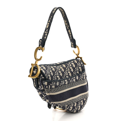 Christian Dior Oblique Embroidered Saddle Bag Blue 3 of 10