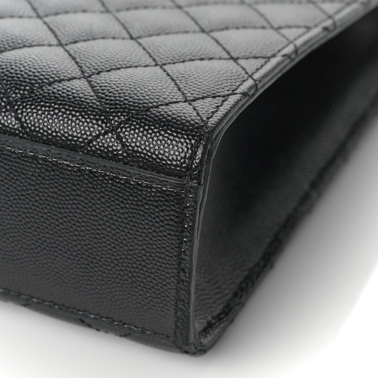 Grain De Poudre Textured Mixed Matelasse Large Triquilt Monogram Satchel Black