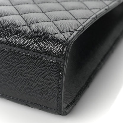 Saint Laurent Grain De Poudre Textured Mixed Matelasse Large Triquilt Monogram Satchel Black 9 of 9