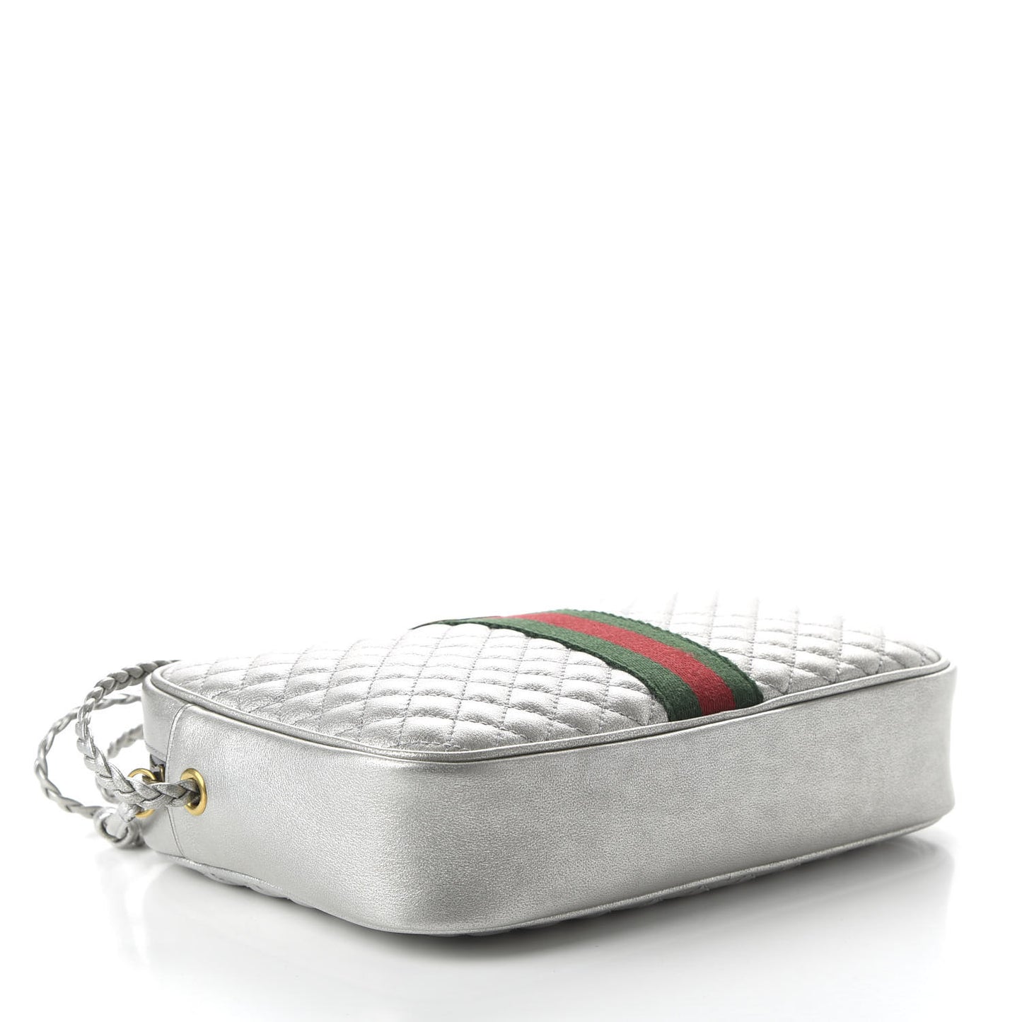 Laminated Nappa Web Trapuntata Small GG Shoulder Bag Argento