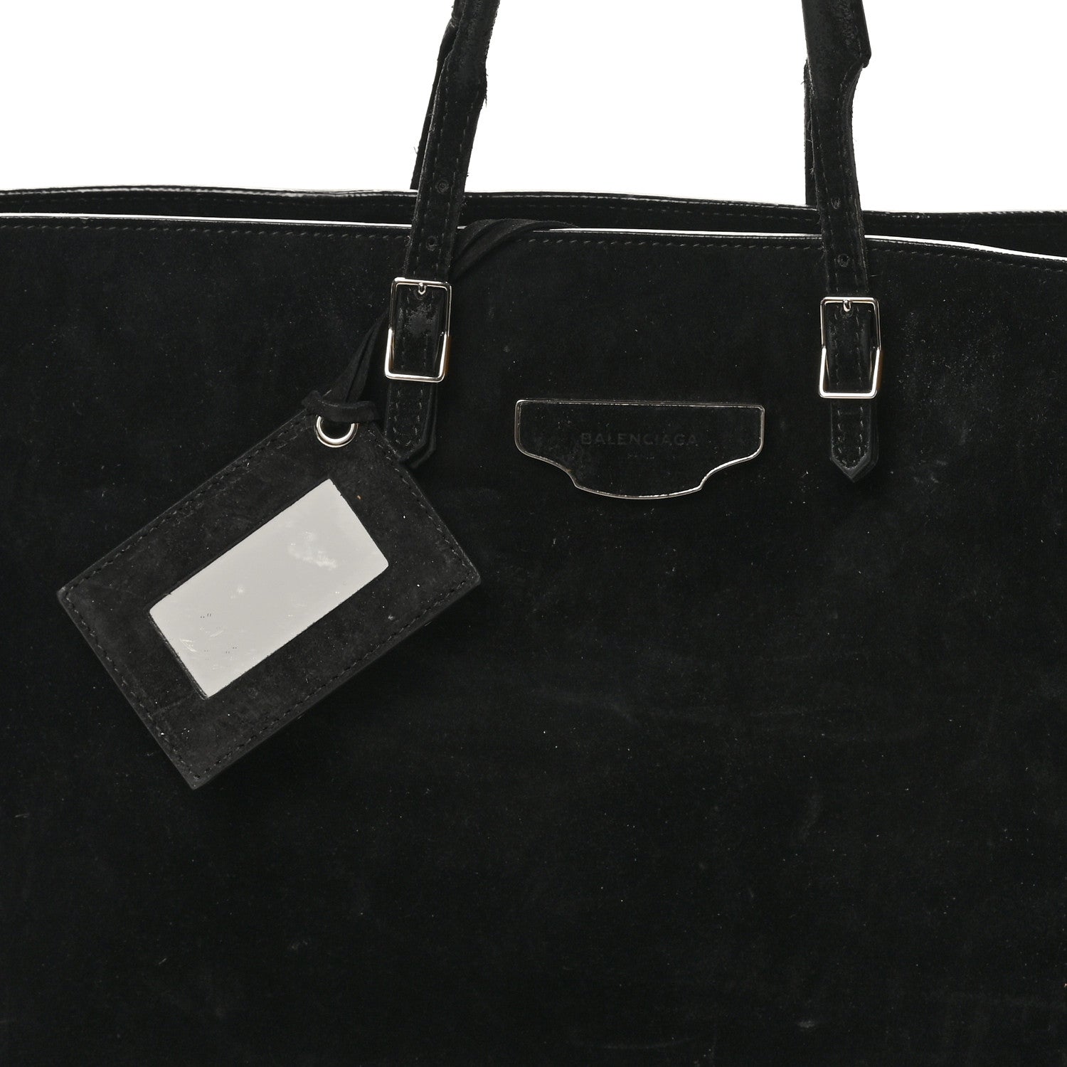 Balenciaga Daim Suede Plate Hardware Papier A6 Zip Around Tote Black 7 of 11