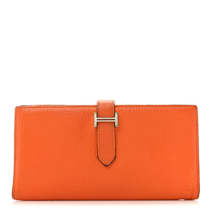 Hermes Chevre Mysore Bearn Gusset Wallet Orange 1 of 13