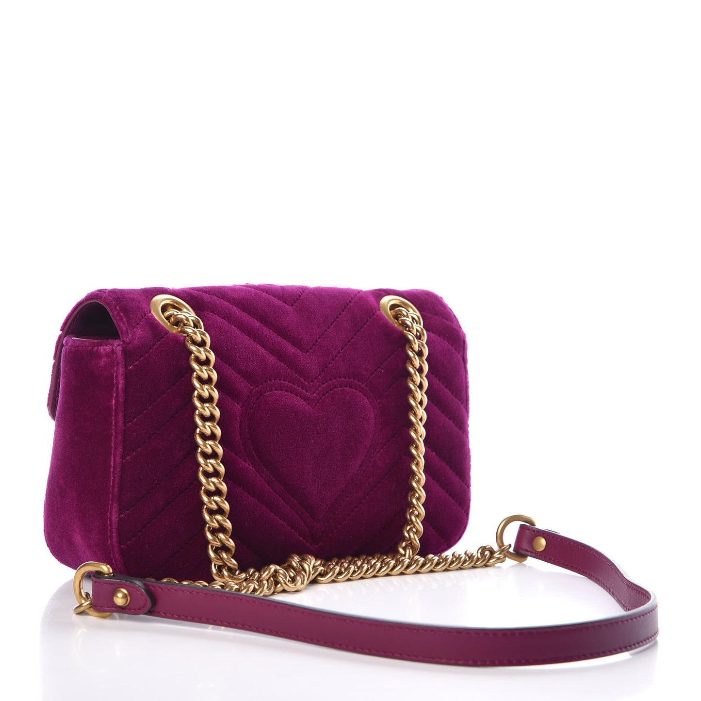 Velvet Matelasse Embroidered Mini GG Marmont Shoulder Bag Bordeaux