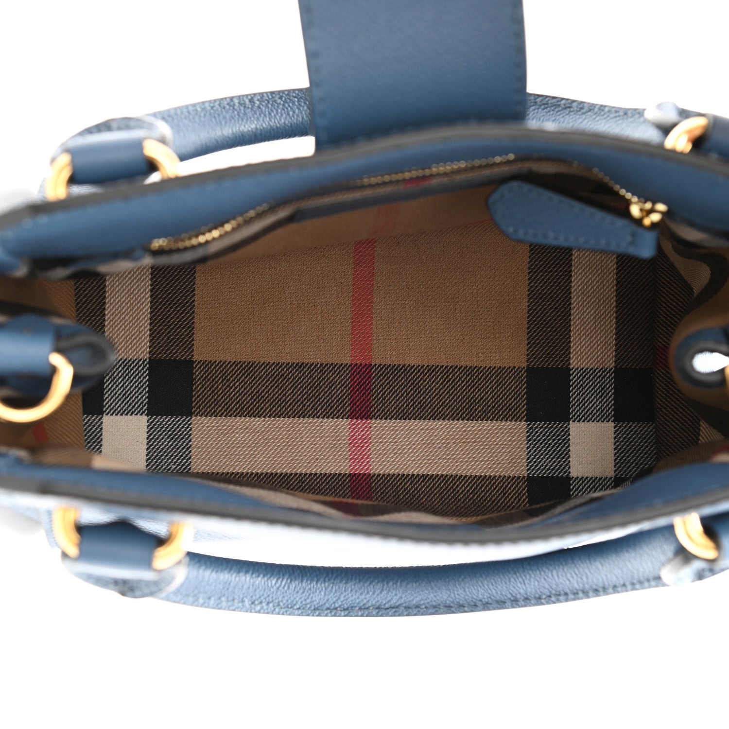 Burberry Soft Grain Calfskin Small Buckle Tote Steel Blue 5 of 11