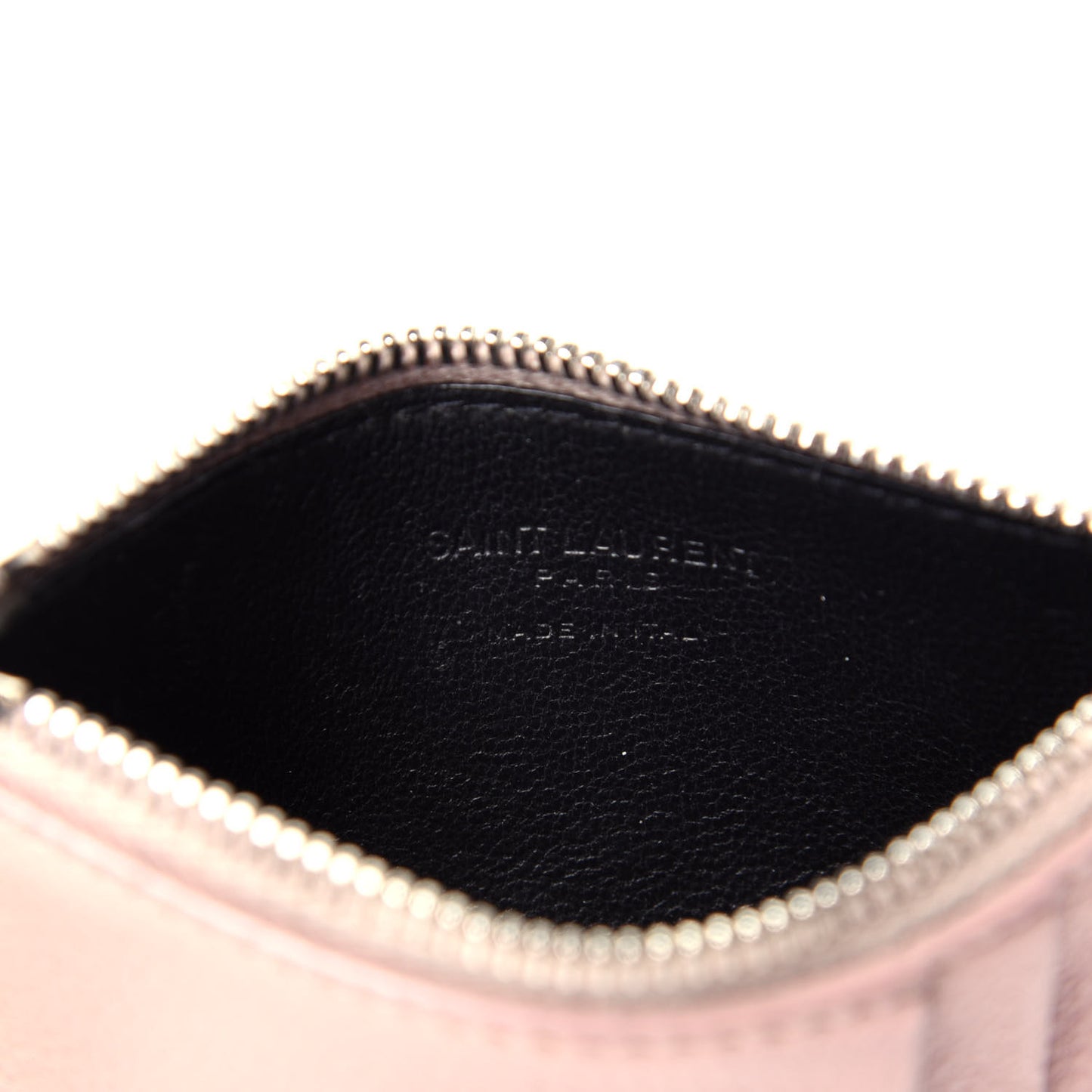 Grained Calfskin 5 Fragments Zip Pouch Card Holder Rose Antic