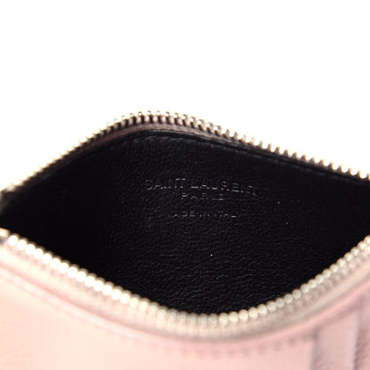 Saint Laurent Grained Calfskin 5 Fragments Zip Pouch Card Holder Rose Antic 8 of 11