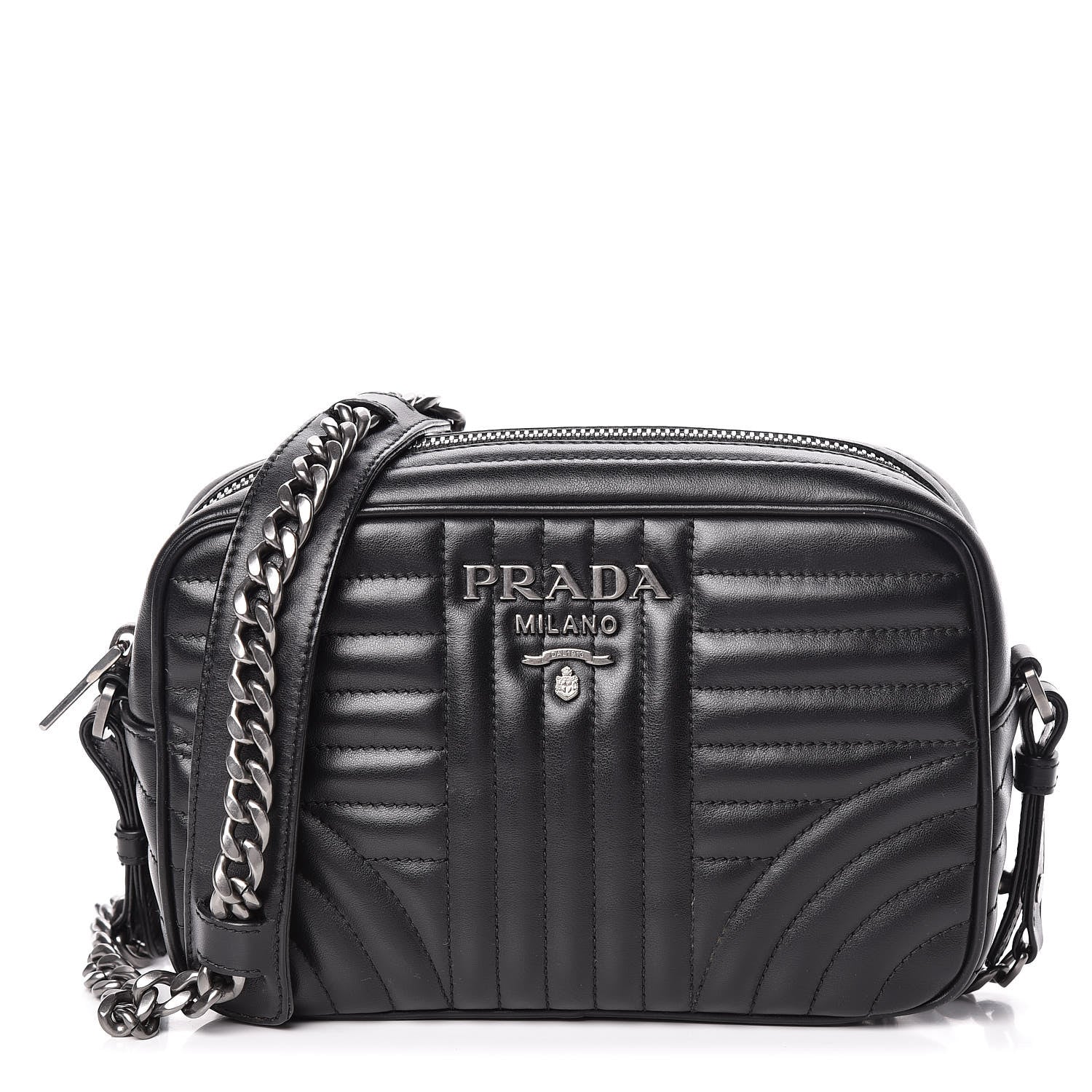 Prada Soft Calfskin Diagramme Crossbody Bag Black 1 of 11
