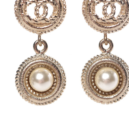 Chanel Pearl CC Drop Earrings Gold Pearly White 5 of 6