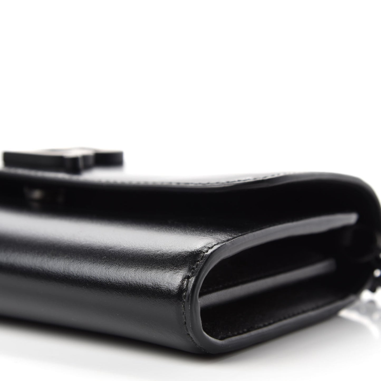 Smooth Calfskin B Continental Chain Bag Black