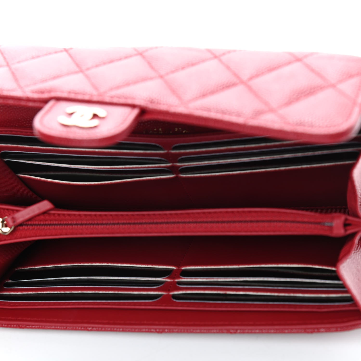 Chanel Caviar Quilted Large Gusset Flap Wallet Dark Red 5 of 9