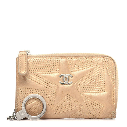 Chanel Metallic Lambskin Star Embossed Coin Key Pouch Gold 1 of 12