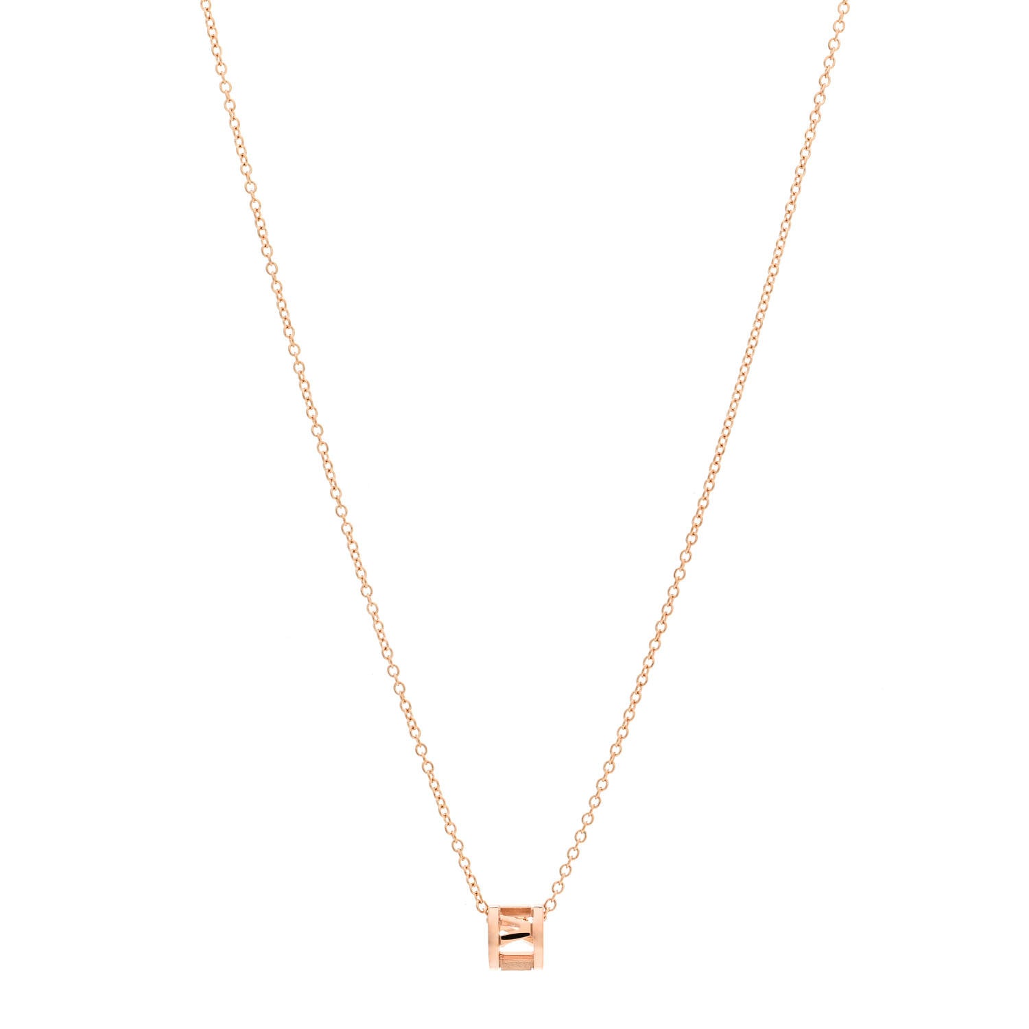 Tiffany 18K Rose Gold Atlas Open Pendant Necklace 1 of 6