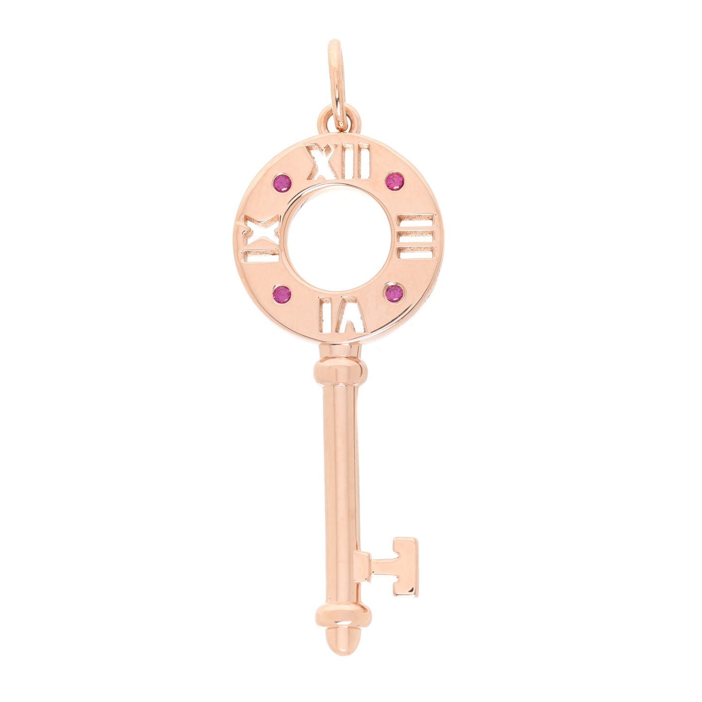 18K Rose Gold Ruby Atlas Pierced Key Pendant