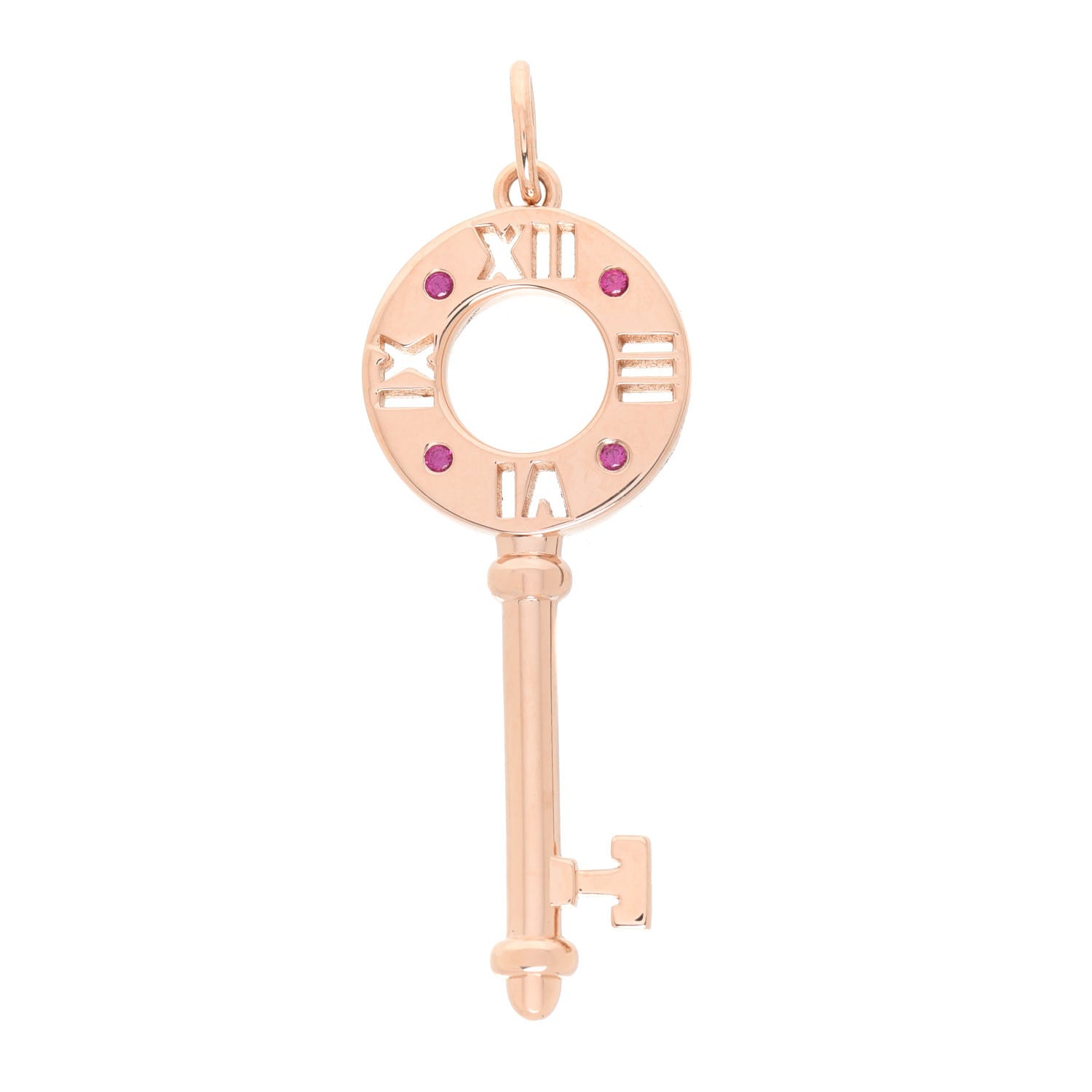 Tiffany 18K Rose Gold Ruby Atlas Pierced Key Pendant 1 of 4