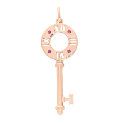 Tiffany 18K Rose Gold Ruby Atlas Pierced Key Pendant 1 of 4