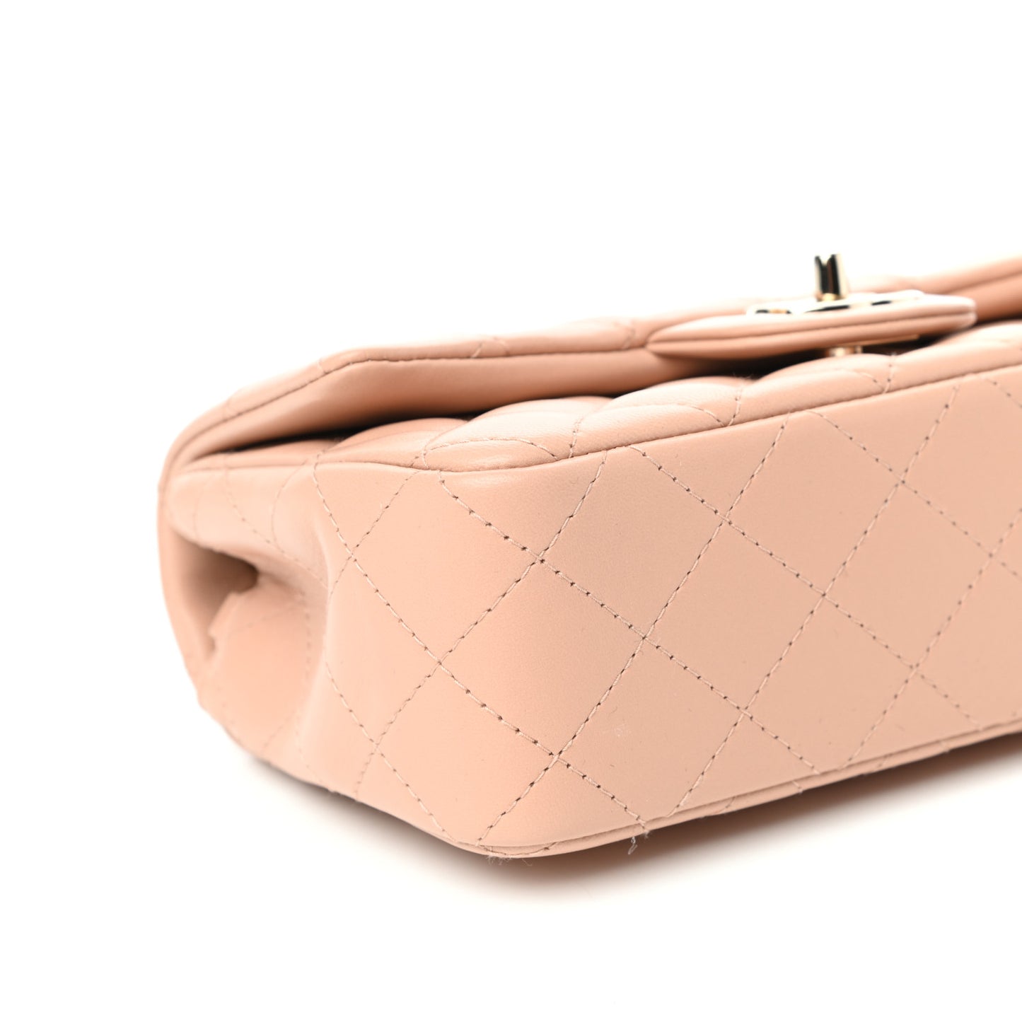 Lambskin Quilted Mini Rectangular Flap Beige