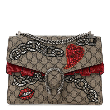 Gucci GG Supreme Monogram Embroidered Medium Dionysus Shoulder Bag Beige Multi 1 of 13