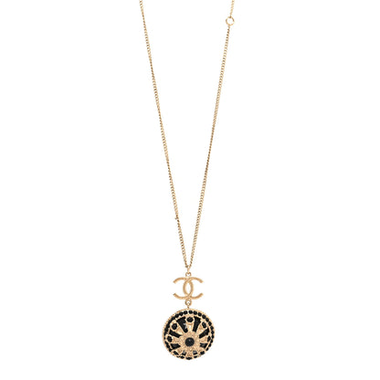 Chanel Crystal Resin CC Drop Necklace Gold Black 1 of 5
