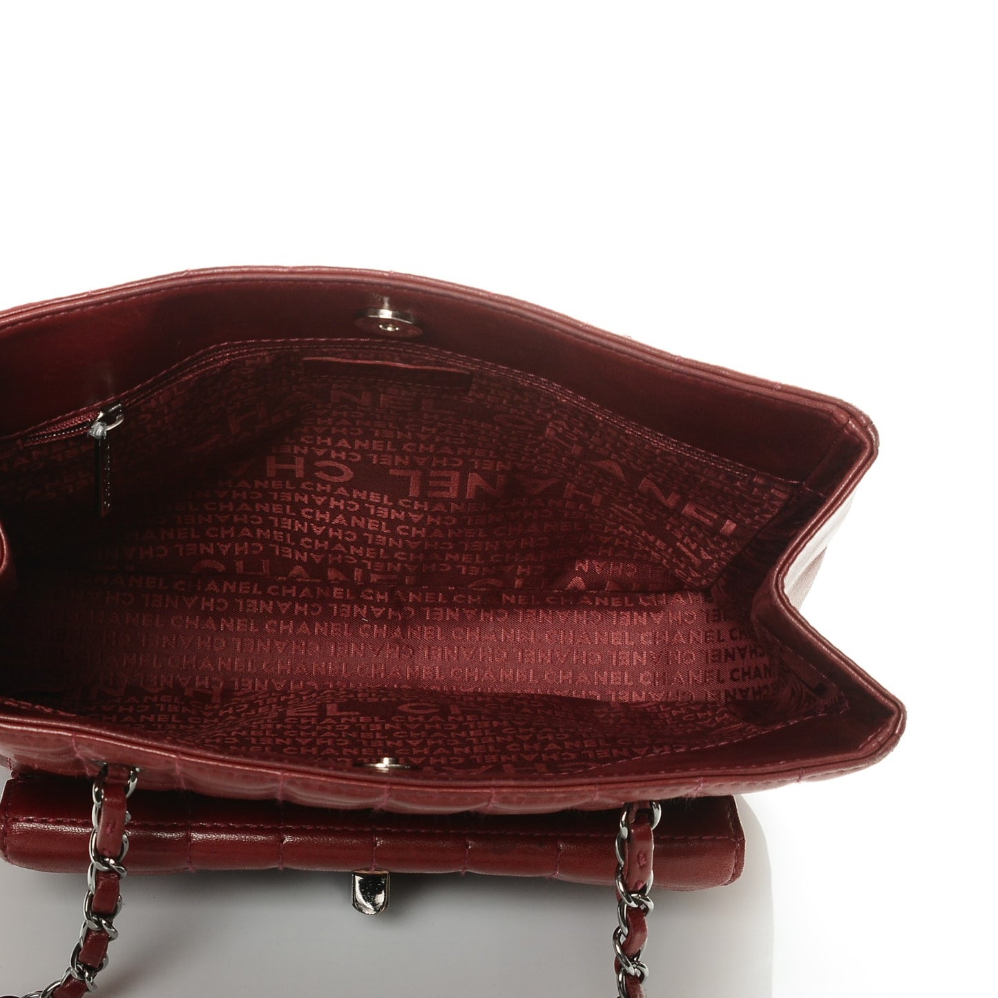 Lambskin Quilted Chocolate Bar Mademoiselle Shoulder Bag Red