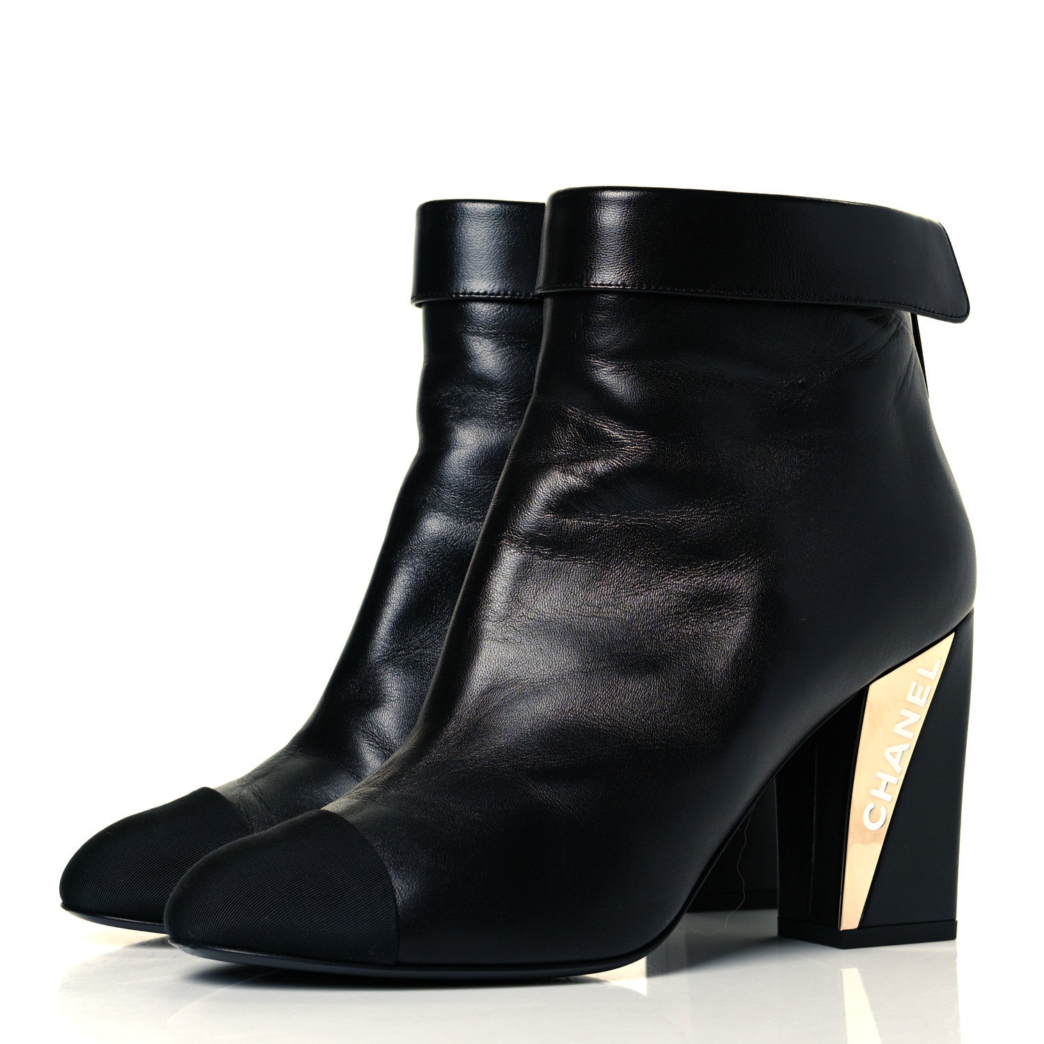Chanel Lambskin Grosgrain Triangle & Collar 90 Ankle Boots 40 Black 4 of 10