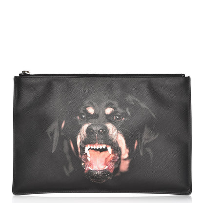 Givenchy Textured Coated Canvas Rottweiler Print Large Cosmetic Pouch Black 1 of 10