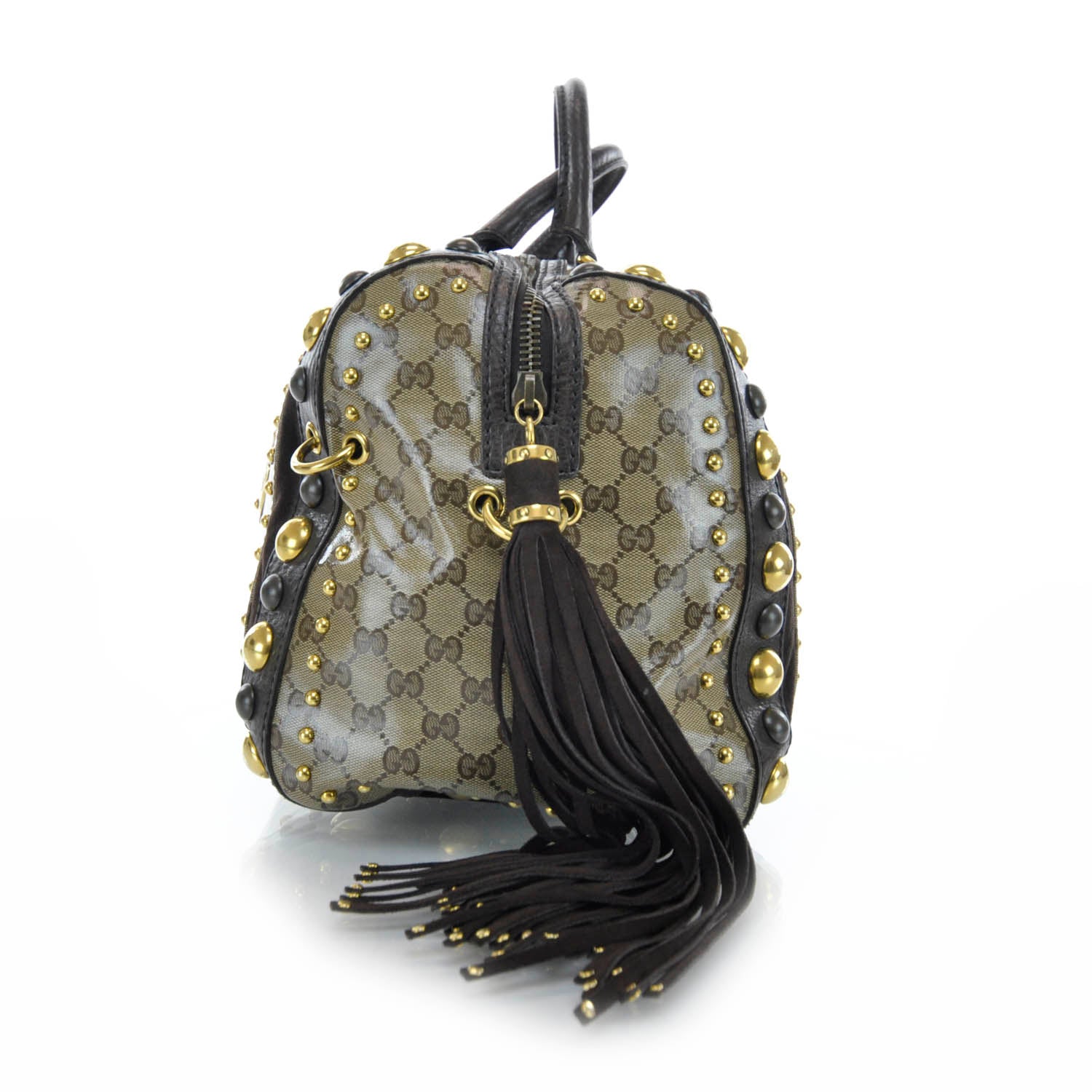 Gucci Crystal Monogram Studded Large Babouska Boston 4 of 10