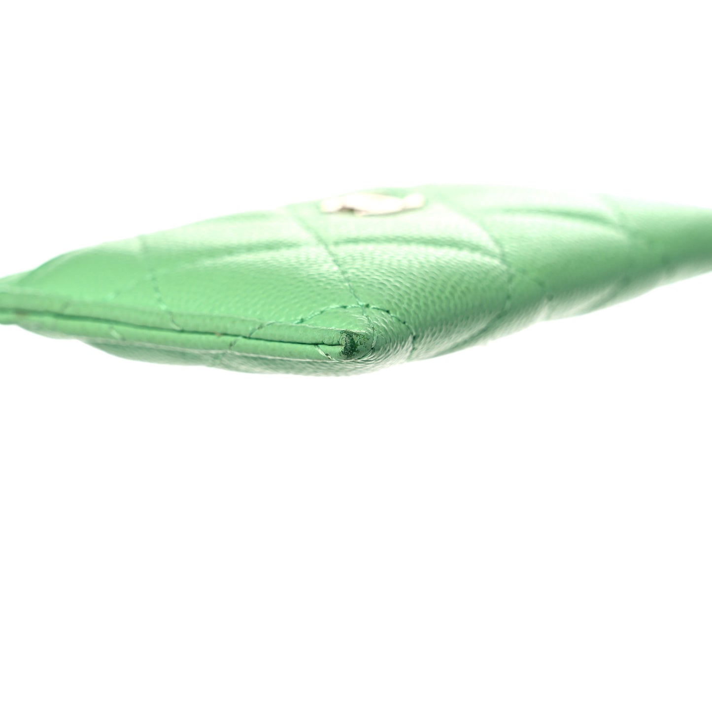 Caviar Quilted Card Holder Green