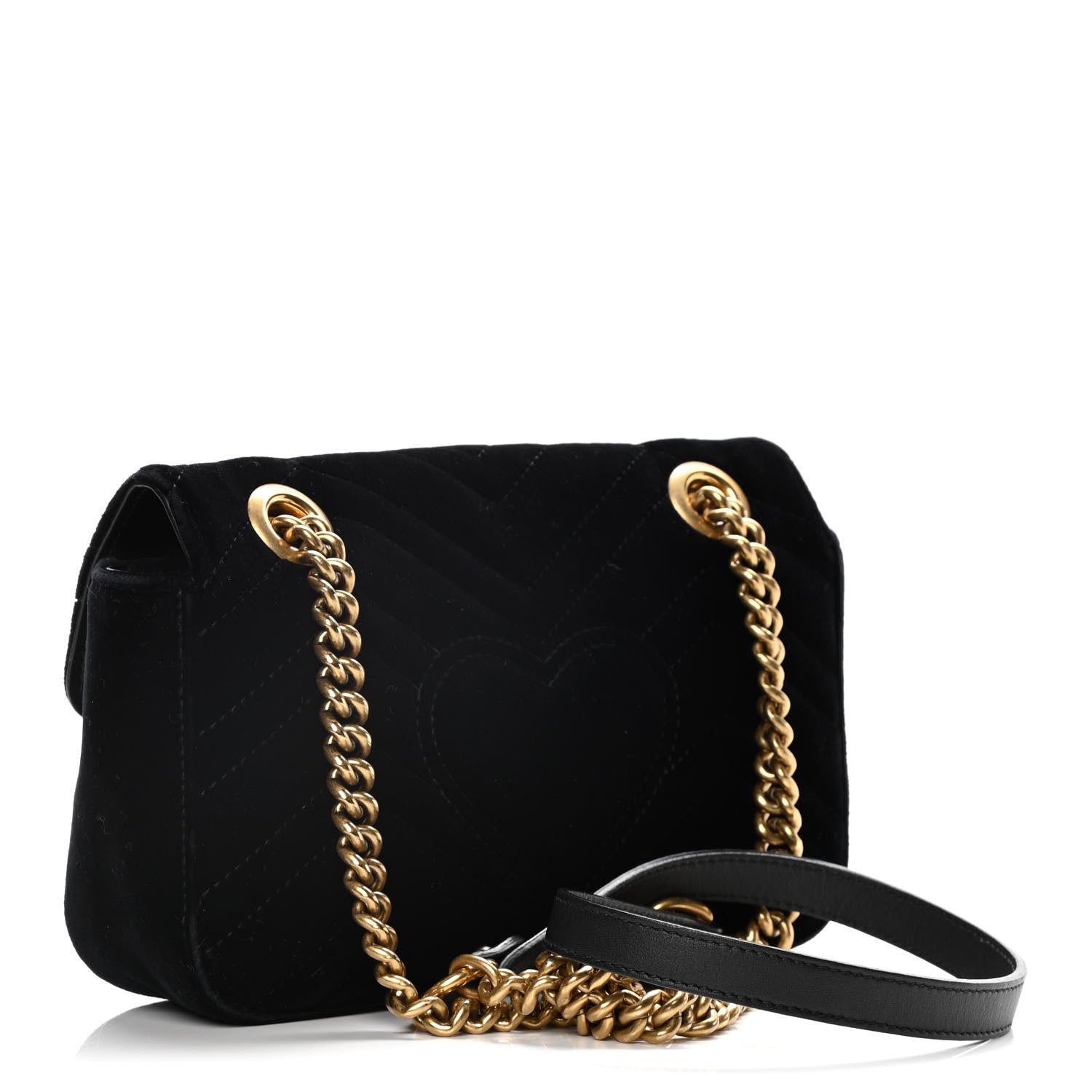 Gucci Velvet Matelasse Mini GG Marmont Shoulder Bag Black 3 of 16
