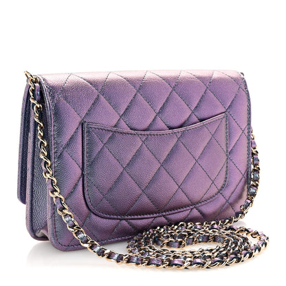 Chanel Iridescent Caviar Quilted Wallet on Chain WOC Dark Blue 3 of 12