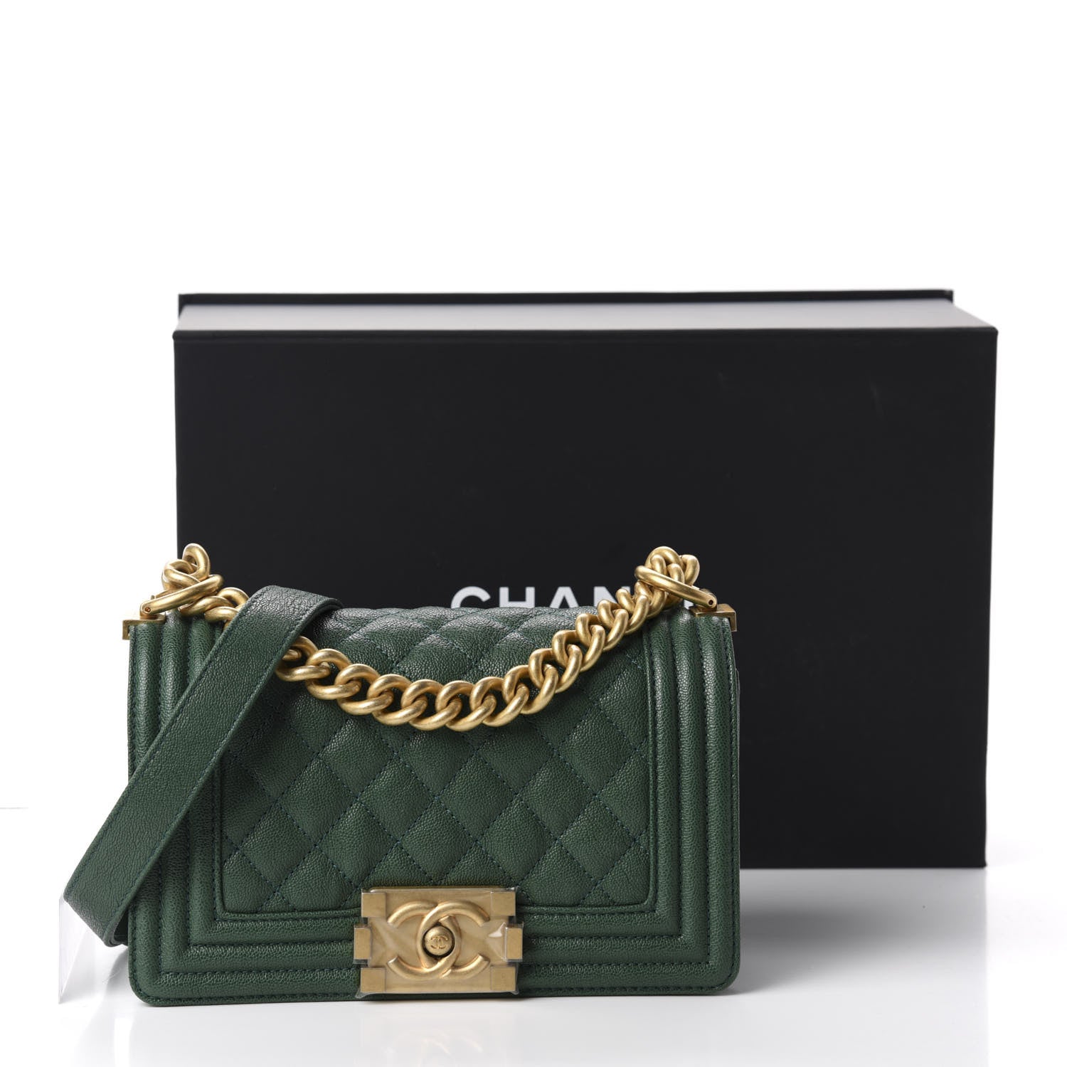 Chanel Caviar Quilted Small Boy Flap Green 12 of 12