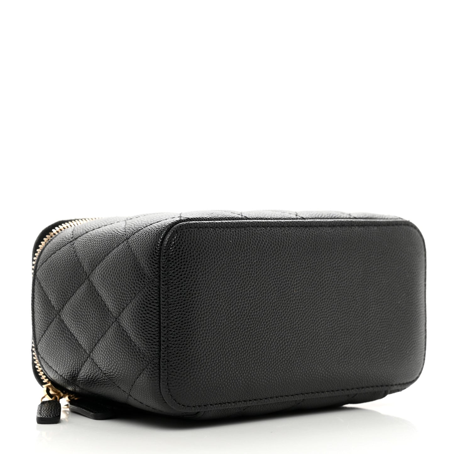 Caviar Quilted Small Vanity Case With Chain Black