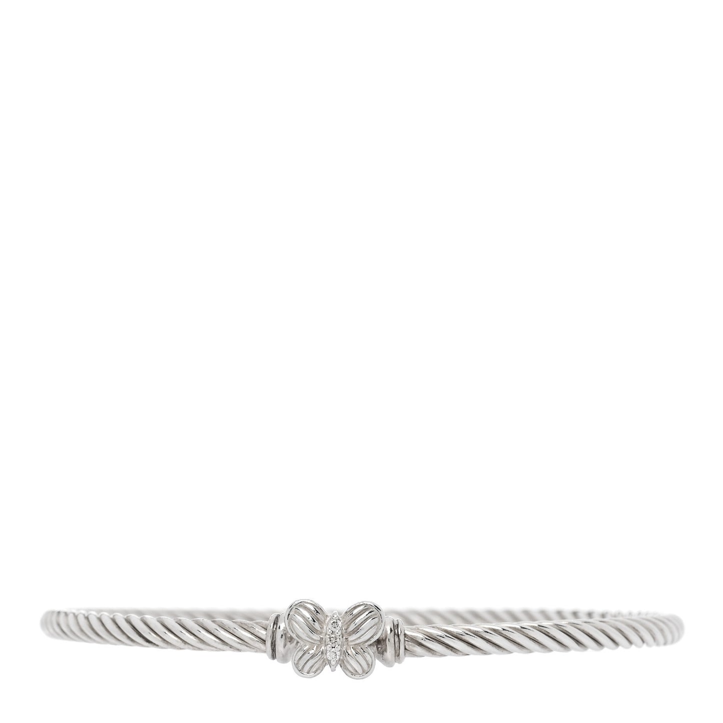 Sterling Silver Diamond 3mm Butterfly Cable Bracelet