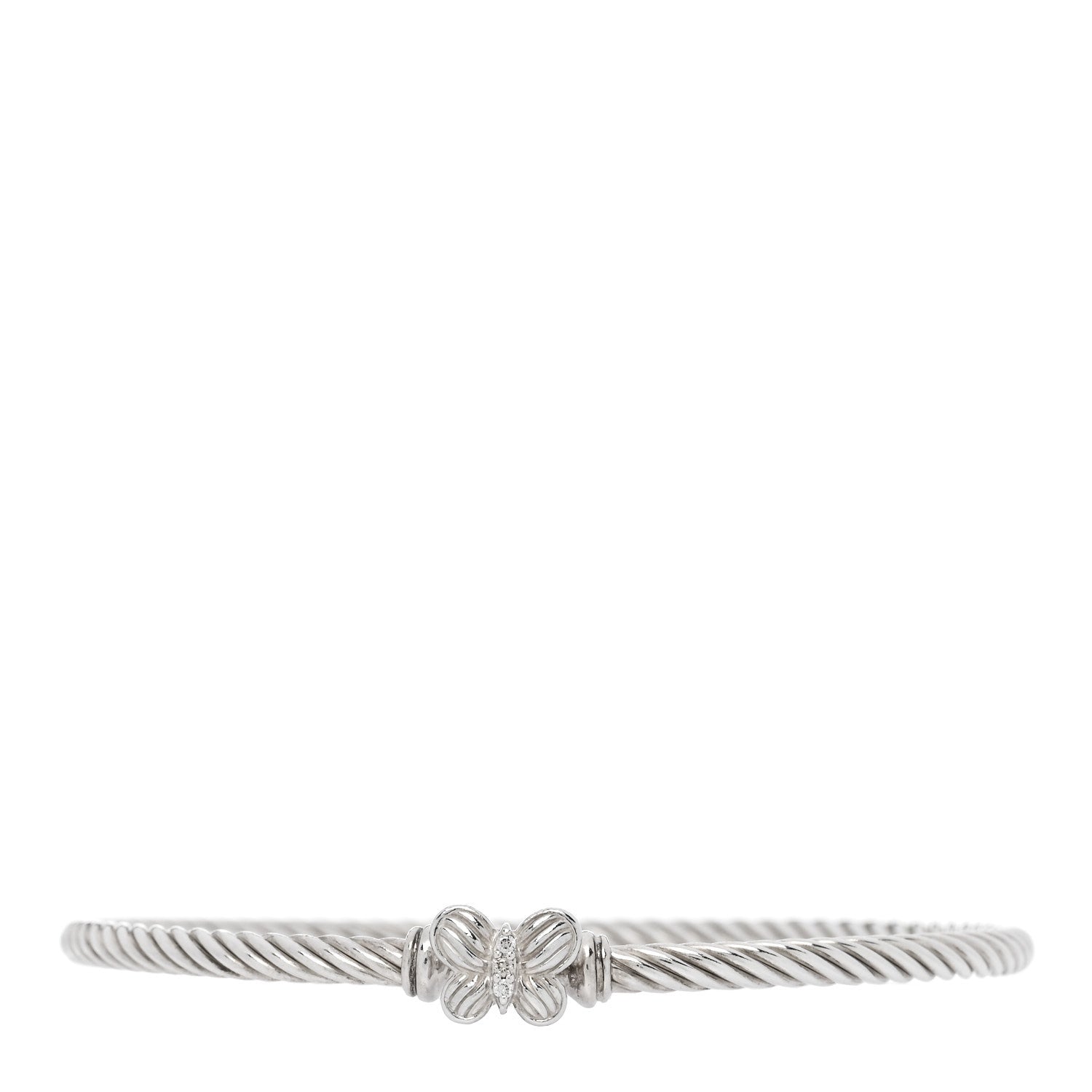 David Yurman Sterling Silver Diamond 3mm Butterfly Cable Bracelet 1 of 3