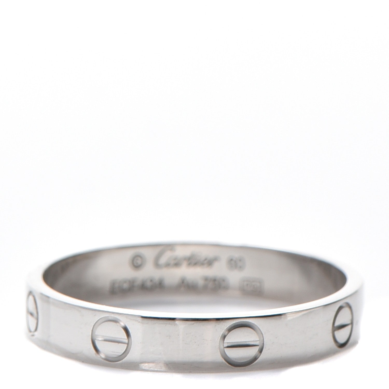 Cartier 18K White Gold 4mm LOVE Wedding Band Ring 60 9 1 of 6