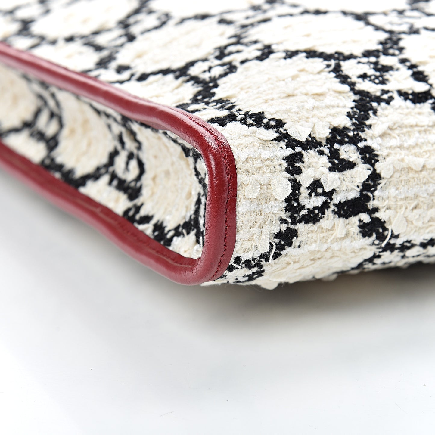 Tweed GG Monogram Large Rajah Chain Tote White Black Romantic Cherry