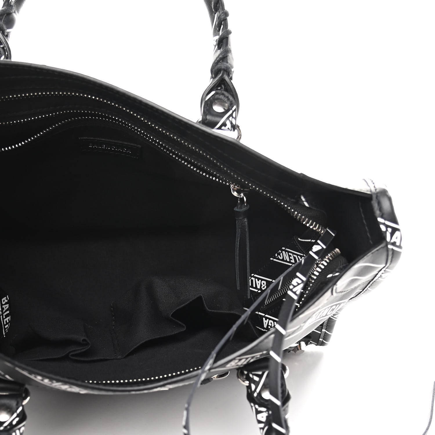 Balenciaga Veau Allover Logo Classic Silver Hardware S City Black White 7 of 10