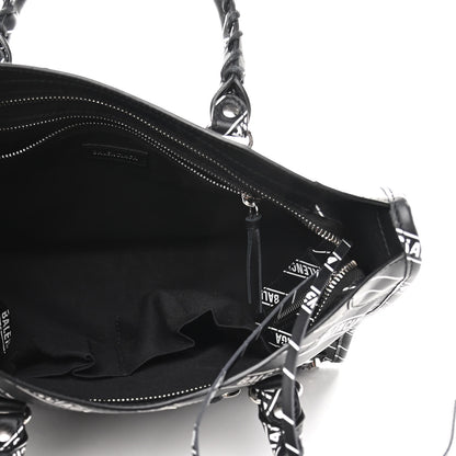 Balenciaga Veau Allover Logo Classic Silver Hardware S City Black White 7 of 10