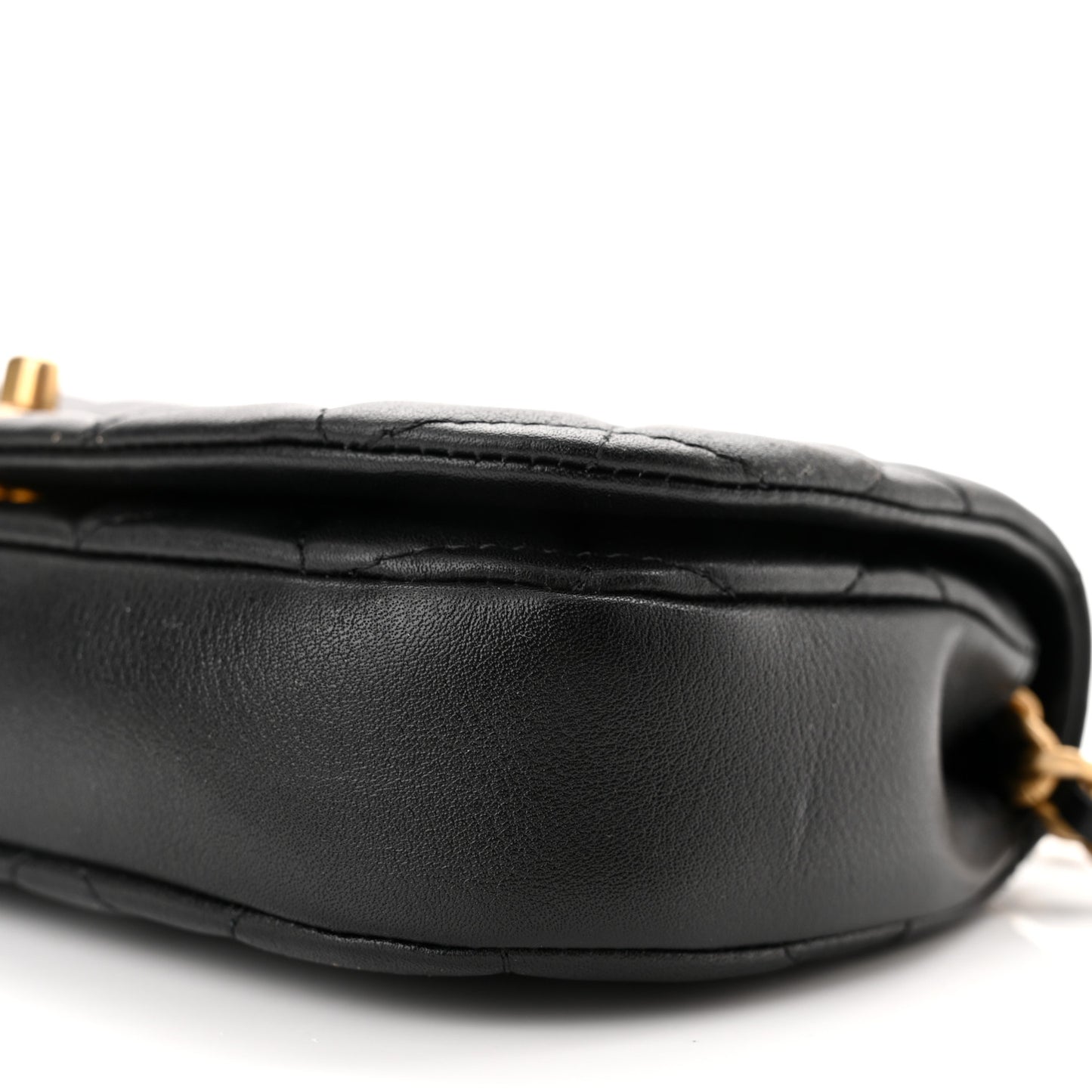Calfskin Quilted Coco Mail Clutch With Chain Black