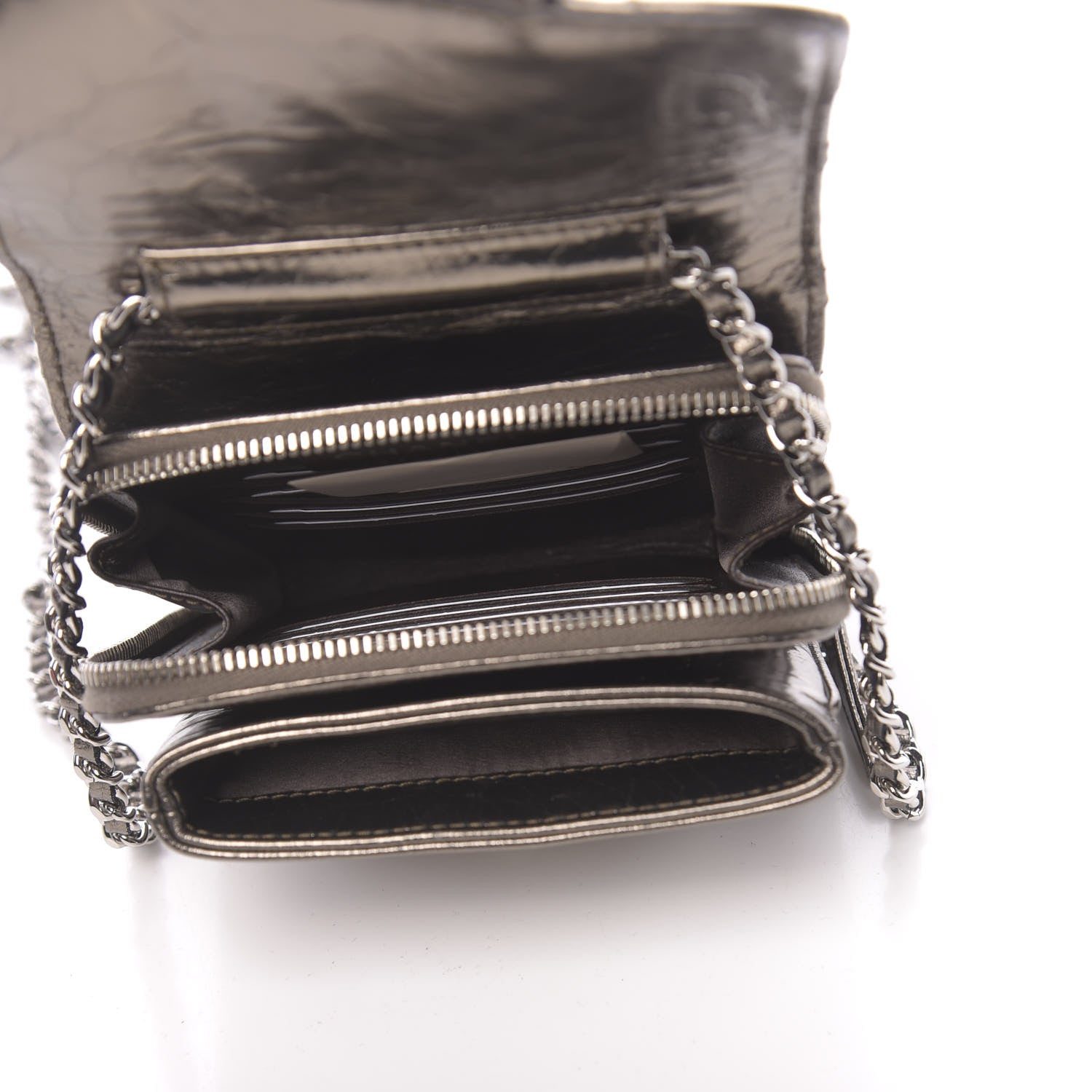 Chanel Crackled Aged Calfskin Mini Crossbody Flap Pewter 5 of 10