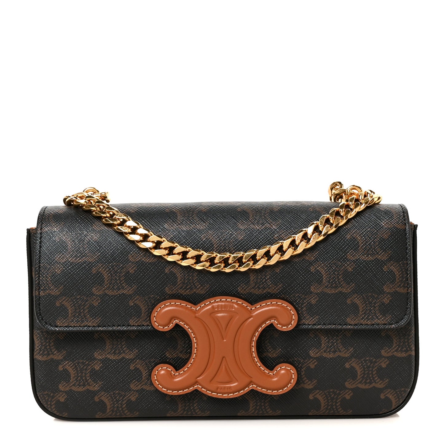 Triomphe Canvas Chain Shoulder Bag Tan