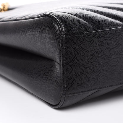 Saint Laurent Grain De Poudre Matelasse Chevron Medium Tribeca Shopping Bag Black 10 of 11