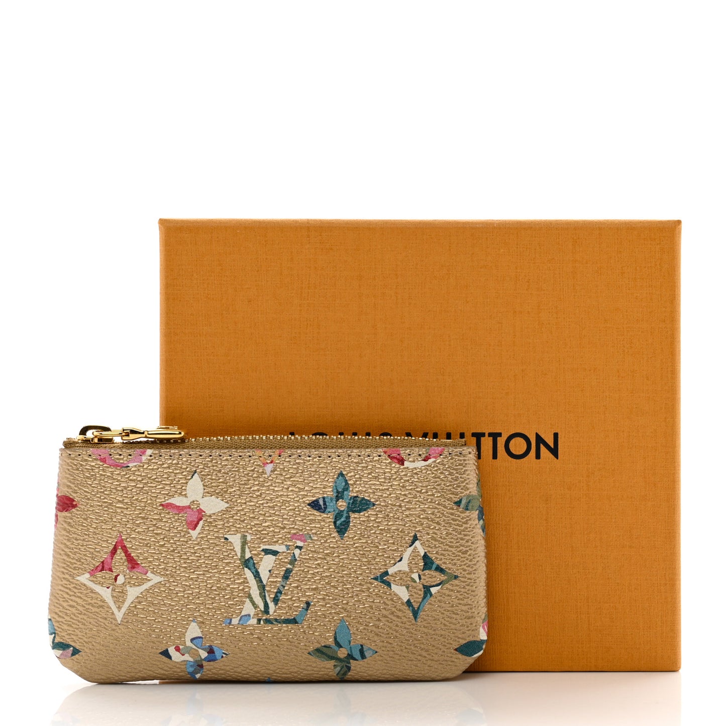 Metallic Monogram LV Garden Key Pouch Gold