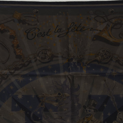 Hermes Silk C'Est La Fete Scarf 70 Surteint Kaki Pap H 4 of 5