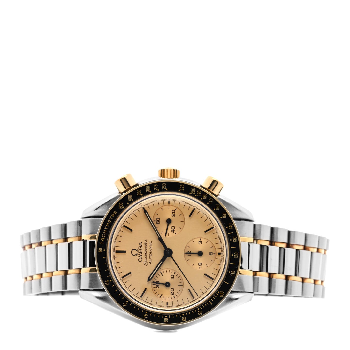 Stainless Steel 18K Yellow Gold 38mm Speedmaster Chronograph Automatic Watch Champagne 3310.10