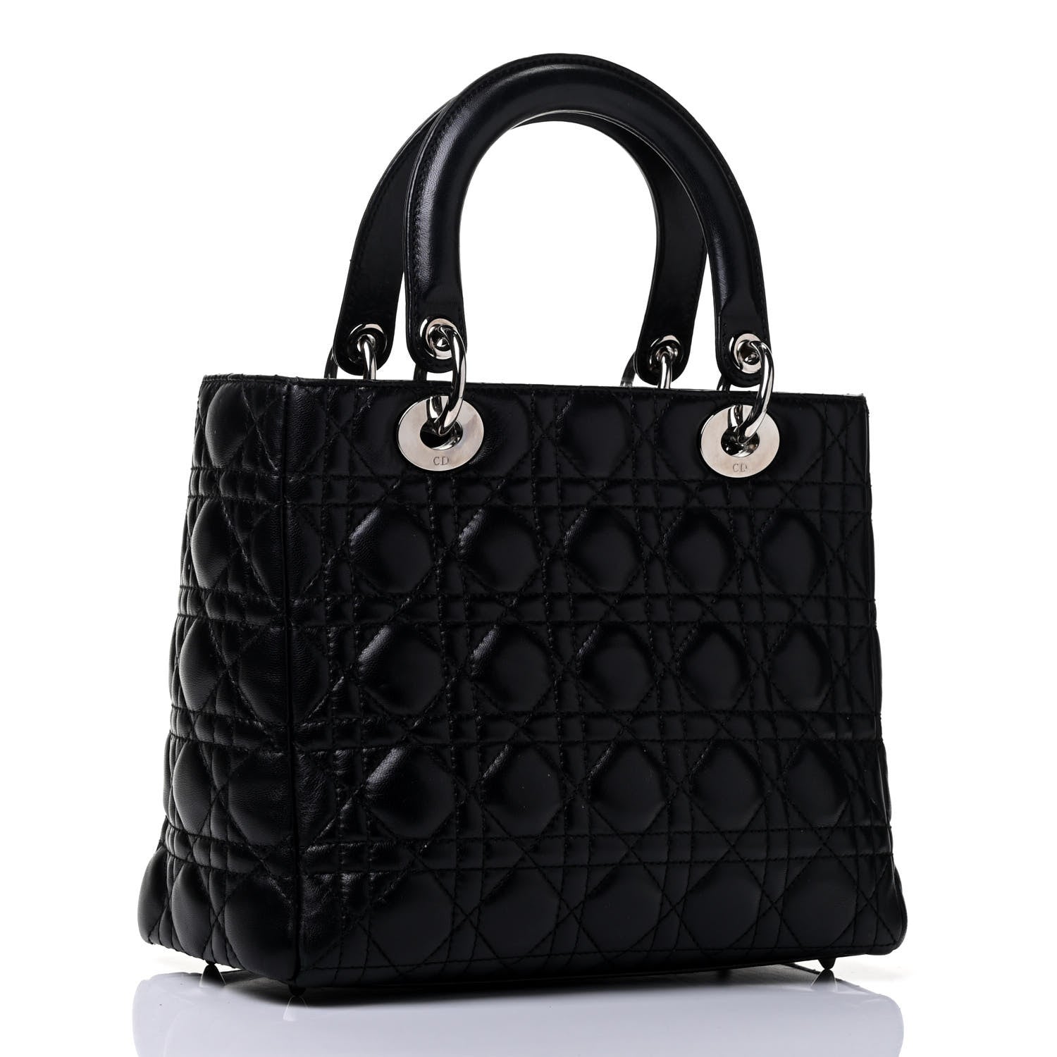 Christian Dior Lambskin Cannage Medium Lady Dior Black 2 of 4